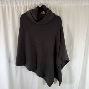 Look by M Wrap Poncho Womens One Size Brown Merino Wool Blend Mock Neck Pullover